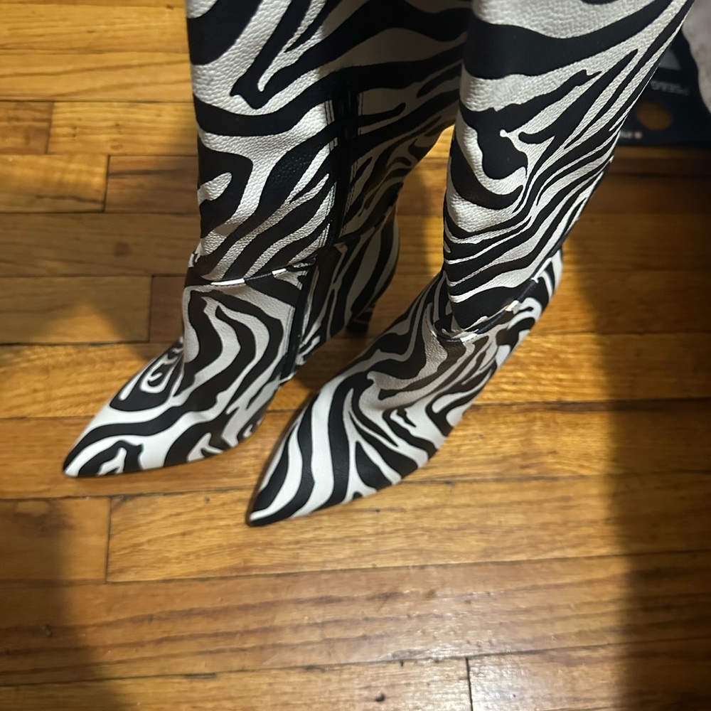 ASOS Black and White Over the Knee Boots